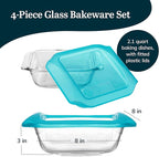 Libbey Baker’s Premium 2 Piece Glass Baking Dish Set, Stackable Casserole Dish with Lid Set, Baking Glassware for Casseroles, Lasagna, Brownies