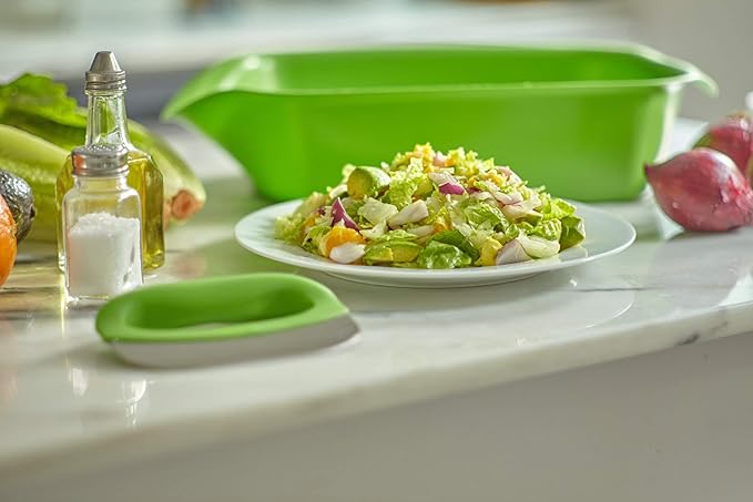 Salad Chopper Set with Mezzaluna Knife and Chopping Tray by messless … (Chopping Set (Knife + Tray))
