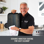 Zakarian x Dash Nonstick Cast Iron Baker - Oven-Safe Baking Pan for Pasta, Casseroles, Crumbles, and More - Easy-Release, Rust-Resistant, and Even Heat Distribution - Black, 9-Inch x 13-Inch