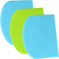 SURDOCA Dough Scraper Bench Scraper - 3P 13x7.9" Plastic Flexible Bowl Scraper, Sharp Edge & Angles Cake Scraper. Non-Slip Bakeware Decorating Tools Sculpting & Modeling Tools - Blue+Green+Blue
