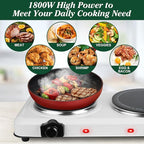 Electric Countertop Double Burner, 1800W Cooktop with Glass Hot Plate, Stepless Temperature Control, Easy to Clean, Indicator Lights, Compatible Cooking Stove for Office Home Camping RV