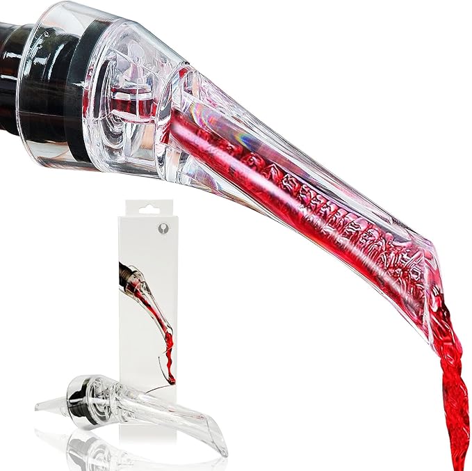 Wine Aerator Pourer Spout Rich Bubbles Decanter Spout Wine Air Aerator Improved Flavor Aerating Pourer Professional Quality Wine Pourer Aerator No-Drip Wine Accessories Gift for Wine Lover