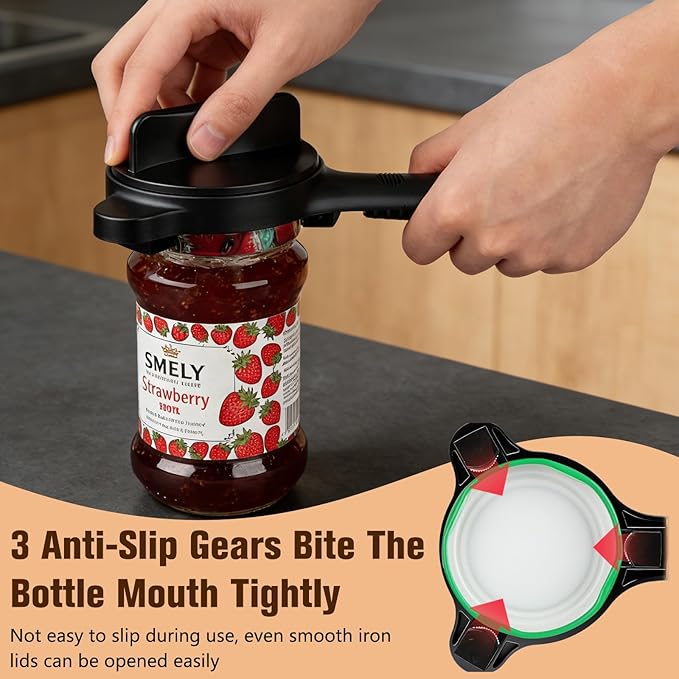 4 in 1 Multi-Purpose Jar Opener,Adjustable Stainless Steel Jar Opener,Multi-Functional Retractable Jar & Bottle Openers,Multi Size Lid Tool for Jars Cans Wine Bottles,Home Kitchen Helper(Black)
