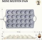 BRONYPRO Ceramic Mini Muffin Pan, 24-Cup Nonstick Aluminized Steel Mini Cupcake Pans, Healthy Non-Toxic Ceramic Coating Muffin Tin, 2 Pack Cup Cake Pans for Baking Cream