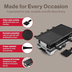 Swissmar Verso Indoor & Outdoor Raclette Grill with Cast Iron Reversible Griddle / Grill Top - 1700W Electric Raclette Set with PFAS-Free Nonstick Dishes, Variable Heat Control, 8-Person