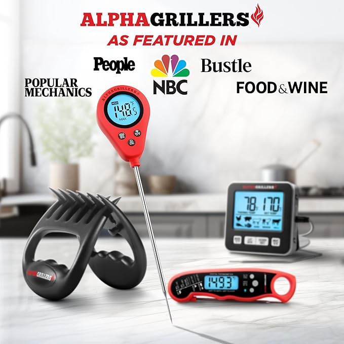 Alpha Grillers Instant Read Meat Thermometer, Digital Food Thermometer for Cooking, Bread Thermometer for Sourdough Baking, Fast Probe Kitchen Thermometer