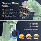 Honinst Stand Mixer, 6.5QT 10-Speed Tilt-Head Electric Stand Mixer, 3-In-1 Kitchen Mixer with Bowl, Dough Hook, Whisk and Beater, Food Mixer for Baking, Cake and Most Home Cooks, Light Green