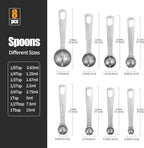 Doosu Measuring Spoons Set of 8-18/8 Stainless Steel Heavy Duty Teaspoons Tablespoons with Engraved Metric & US Measurements, Metal Measure Spoon for Dry and Liquid Ingredients, Dishwasher Safe