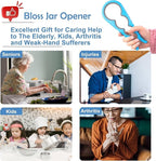Bloss Anti-skid Jar Opener Can Opener Kitchen Grippers, 4 in 1 Multi Function Bottle Opener Lid Opener for Seniors with Arthritis, Caps and Bottles Kitchen Gadgets For Small Hands or Seniors, Blue