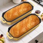 Flavehc Bread Pan Cast Iron Loaf Pan with Lid Bread Loaf Pan 13x5 Inch Enameled Cast Iron Sourdough Bread Pan,Yellow