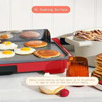 Electric Griddle 12x22 Inch with Backsplash, Nonstick Cooking Surface, Adjustable Temperature Control (Tomato Red)