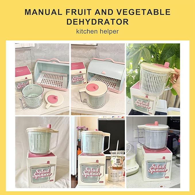 2.5L Mini Salad Spinner Small, Lettuce Spinner with Vegetable Washing Basket, Fruit Washer, Salad Washer