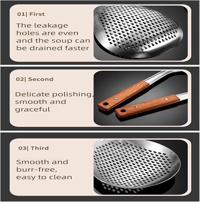 Stainless Steel Colander Strainer Pasta Food Noodle Grease Drain Fine Mesh Metal Kitchen Universal Clip on Spider Handle