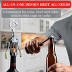 KORCCI Wine Opener, Heavy-Duty Zinc Alloy Wing Corkscrew, Premium Beer Bottle Opener, Multifunctional Wine Accessories with Ergonomic Handle and Sharp Screw, for Kitchen, Bar, Restaurant (GREEN)