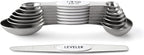 Spring Chef White Stainless Steel Magnetic Measuring Spoons Set of 8 with Leveler, Dual Sided Metal Teaspoon & Tablespoon Measuring Spoons, Fits in Spice Jars, Kitchen Gadgets for Baking & Cooking