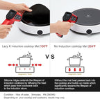 Lazy K Induction Cooktop Mat - Silicone Fiberglass Scratch Protector - for Magnetic Stove - Non Slip Pads to Prevent Pots from Sliding During Cooking_ Black (7.8inches)