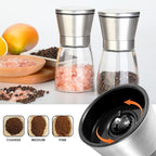 Gulex® Salt and Pepper Grinder Set Pepper Mill, Sea Salt Shaker Refillable, Adjustable Coarseness, Stainless Steel with Ceramic Rotor (Set of 2)