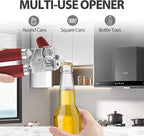 Safring Can Opener Manual, Heavy Duty Handheld Strong Can Opener with Soft Touch Handle, Sharp Blade Smooth Edge, Can Openers with Multifunctional Bottle Opener, Red