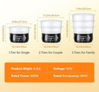 13.7QT Electric Food Steamer for Cooking, Vegetable Steamer with 3 Tiers BPA-Free Baskets, Digital Steamer with Appointment, 800W Fast Cooking, Ideal for Veggies Seafood Rice Black
