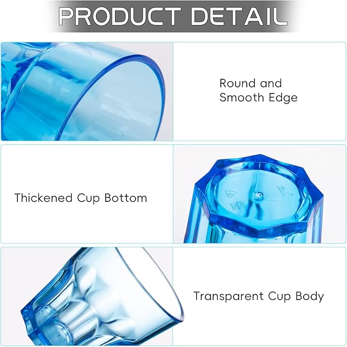 6Pcs Plastic Drinking Glasses, XJMWXHFC Acrylic Glasses Drinkware, Unbreakable Tumblers Drinking Glass, Multi-color Cups Reusable Glassware for Kitchen Cocktail Picnic Party Juice Whiskey Wine (160ml)