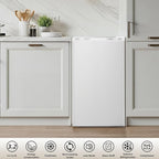 Antarctic Star 3.2 Cu.Ft.Compact Refrigerator with Freezer, Mini Fridge Single Door with Adjustable Thermostat,Removable Glass Shelves for Apartment,Dorm,Office,Kitchen，WHITE