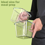 Glass Soup Containers with Lids 32oz - Borosilicate Glass Storage Containers 4 Cup, Freezer to Microwave Safe, Airtight Leak Proof, Square Meal Prep Containers for Lunch Travel- 6 Pack