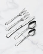 Oneida Silverware Set For 8, Flight 45-Piece Everyday Flatware Set with Serving Utensils, Service For 8, 18/0 Stainless Steel, Dishwasher Safe, Knives Spoons and Forks Set, Dining (Silver, 45 pieces)