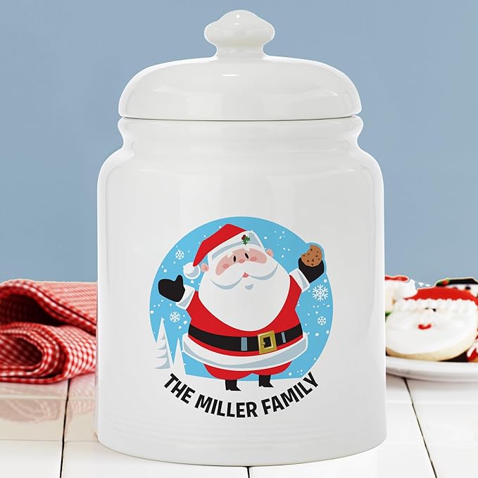 Let's Make Memories Personalized Festive Santa Cookie Jar - For Her - Kitchen Christmas Décor