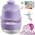 Cordless Food Processor, 350ml Glass Bowl Mini Garlic Chopper Wireless, Battery Operated Electric Food Chopper, Small USB-C Rechargeable Vegetable Meat Blender Grinder, Mixer, Mom's Gift (Purple)