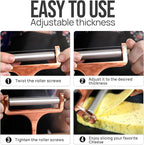 Zulay Adjustable Cheese Slicer - Wire Slicer for Mozzarella, Cheddar, Gouda - Heavy Duty With 2 Extra Wires (Rose Gold)