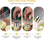 2 PCS Pepper Corer & Seed Remover, Stainless Steel Vegetable and Fruit Corer Tool, Easy Core Remover for Bell Pepper, Jalapeno, Pineapple, Pear – Kitchen Gadget Set