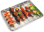 Baking Sheet with Cooling Rack Set (2 Pans + 2 Racks), Yododo Stainless Steel Baking Pan Cookie Sheet Cookie Pan with Rack, Size 16 x 12 x 1 Inch, Mirror Finish & Non Toxic & Heavy Duty & Easy Clean