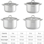 SUNHOUSE Stainless Steel Stock Pot - 11 Quart Heavy-Duty Induction Cooking Pot with Visible Lid for Pasta, Soup, Spaghetti - Nonstick Thick-Bottom Deep Stockpot for Canning, Boiling, and Simmering