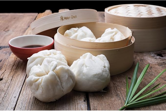 Helen's Asian Kitchen Bamboo Food Steamer With Lid, 6 Inch, 2 Tier Basket For Dumplings, Bao, Vegetables, Fish, And Rice