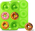 2PCS Silicone Donut Mold, 6 Holes BPA Free Donut Pan Baking Mold, Donut Pan for Baking Heat Resistant Doughnut Baking Pan Non-Stick Food Grade Silicone Doughnut Pan Set (Green)