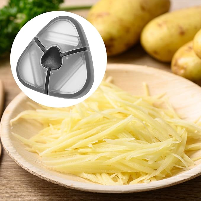 iplusmile Multipurpose Julienne Slicer and Vegetable Peeler with Stainless Steel Blades, Ergonomic Handle, Triangular Shape for Fruit, Carrot, Ginger, and Cheese Grating in Kitchen Cooking