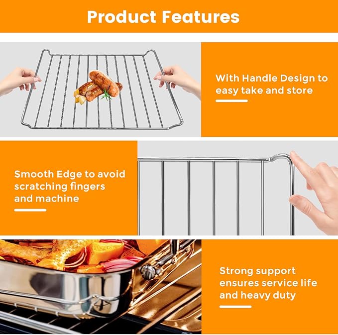 GWY Air Fryer Wire Rack for Cuisinart TOA-60 65 70 Air Fryer Convection Toaster Oven, Air Fryer Stainless Steel Basket Tray Accessories Replacement Parts, Dishwasher Safes