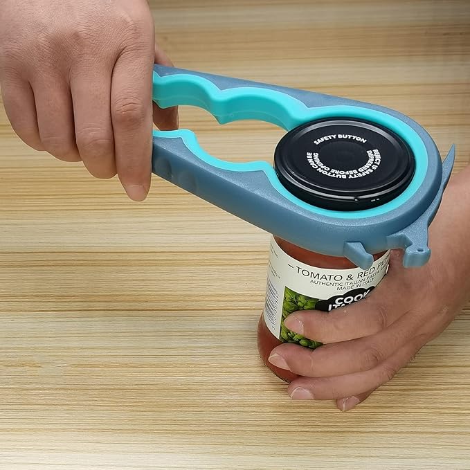 Otstar Jar Opener & Bottle Opener Set for Weak Hands - Multi-Function Kitchen Opener Tool for Seniors with Arthritis, Elderly - Includes Jar Lid Gripper Pad, Corkscrew Opener
