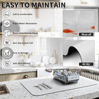 HotLive Dish Drying Mat for Kitchen Counter, Heat Resistant Drainer Mats with Non-slip Rubber Backed, Hide Stain Kitchen Super Absorbent Draining Mat, Easy to Clean Dish Rack Pad, Light Grey 16"x20"