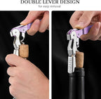HYZ 2-Pack Wine Opener Waiter Corkscrew, Professional Wine Key for Servers, Bartender with Foil Cutter, Manual Wine Bottle Opener Double Hinged (Lilac)