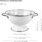 Reston Lloyd, 1 Quart Powder Coated Steel Kitchen Strainer Basket for draining Pasta, Vegetable and Fruit, Chrome Handles and Wide Stable Base, White