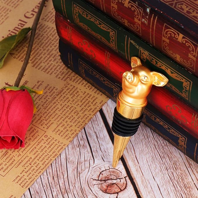 Hemoton Pig Wine Stopper Creative Animal Design Food Grade Alloy Bottle Plug for Wine Beer Vinegar Bottles Perfect for Bar Party Kitchen Use