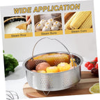 DOITOOL Stainless Steel Steamer Basket for Pot, 8.65inch/22cm Vegetable Steamer Basket Insert Steaming Rack with Handle, Vegetables Fruit Strainers and Colanders for Home Kitchen Cooking
