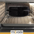 Millvado Granite Roasting Pan, 10 lb Capacity Turkey Roasting Pan with Lid, 15" Granite Oven Roaster Oval Shaped Speckled Enamel on Steel Cookware