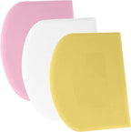 SURDOCA Dough Scraper Bench Scraper - 3P 11.8x7.3" Plastic Flexible Bowl Scraper, Sharp Edge & Angles Cake Scraper. Non-Slip Bakeware Decorating Tools Sculpting & Modeling Tools - Yellow+White+Pink