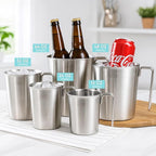 Newness 5 Pack Stainless Steel Measuring Cups Set (3 Marking Including Cup/ML/Oz Scale)(2, 3, 4, 6 & 8 Cup) Metal Measuring Cup with Handle For Prepping, Baking and Cooking, Dishwasher, Microwave Safe