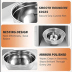 BEWOS Mixing Bowls with Lids Set - 5 Pcs Stainless Steel Mixing Bowls With 3 Grater Attachments, Size 4.5, 4, 3.5, 2.1, 1.5QT Metal Bowls for Baking and Serving (Colored)