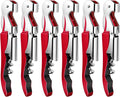 6 Pieces Professional Waiter Corkscrew Wine Openers, Red Wine Keys Opener Stainless Steel Hinges Serrated Foil Cutter for Restaurant Waiters, Sommelier, Bartenders (Red)