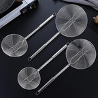 Stainless Steel Spider Skimmer, Set of 2 Professional Kitchen Pasta Strainer Spoon with Long Handle (L17 x D7.5 and L15.7 x D6)