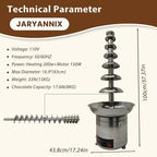 7 Tiers Chocolate Fountain, Stainless Steel Chocolate Waterfall Machine, Hot Cheese Fondue Tower with Automatic temperature control